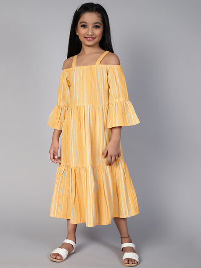 Yellow Striped Tiered Dress