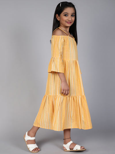 Yellow Striped Tiered Dress