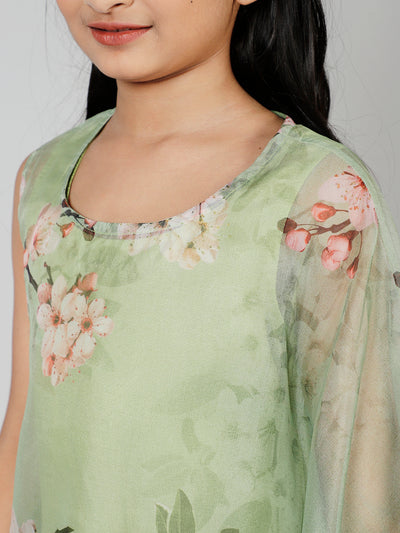 Green Floral Print Kurta With Palazzo