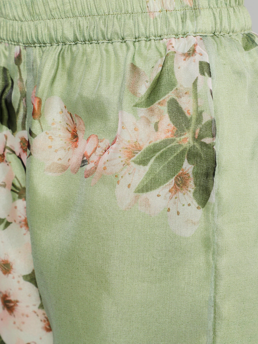 Green Floral Print Kurta With Palazzo