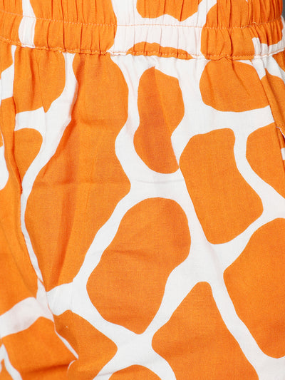 Orange Animal Print Short Nightsuit