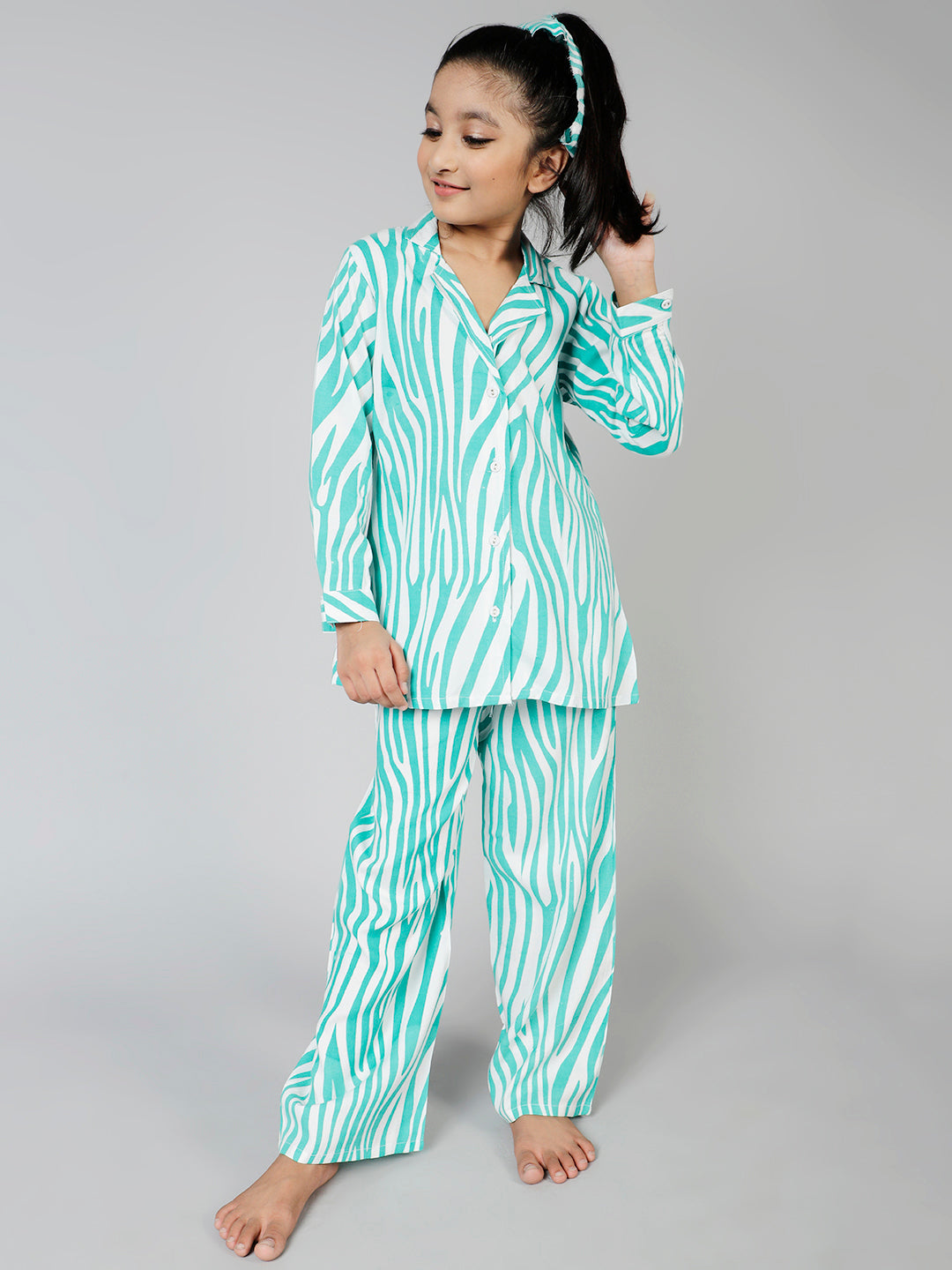 Turquoise Blue Animal Print Nightsuit