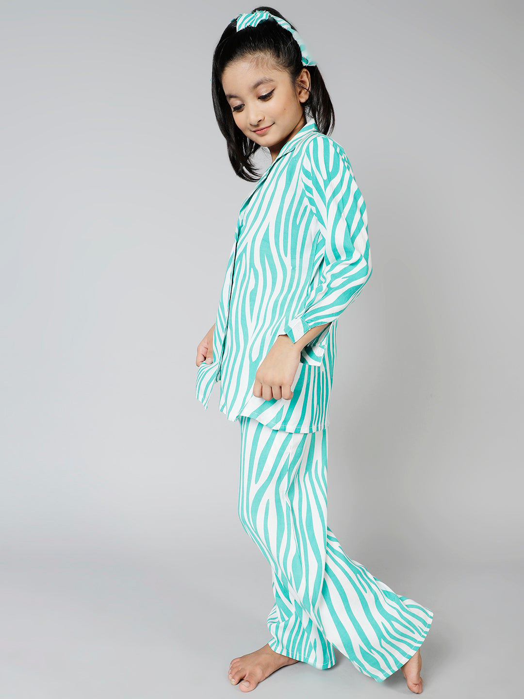 Turquoise Blue Animal Print Nightsuit