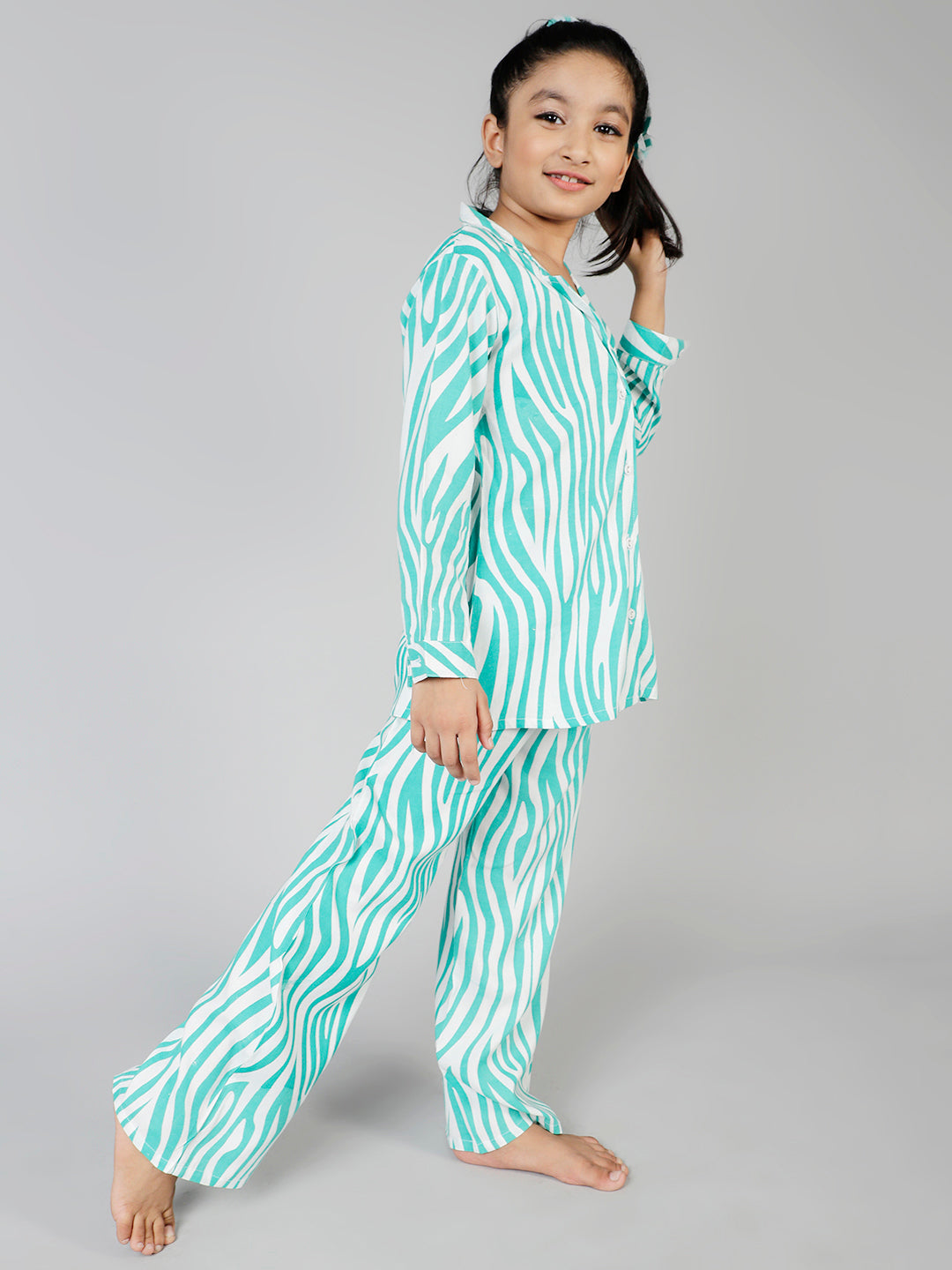 Turquoise Blue Animal Print Nightsuit