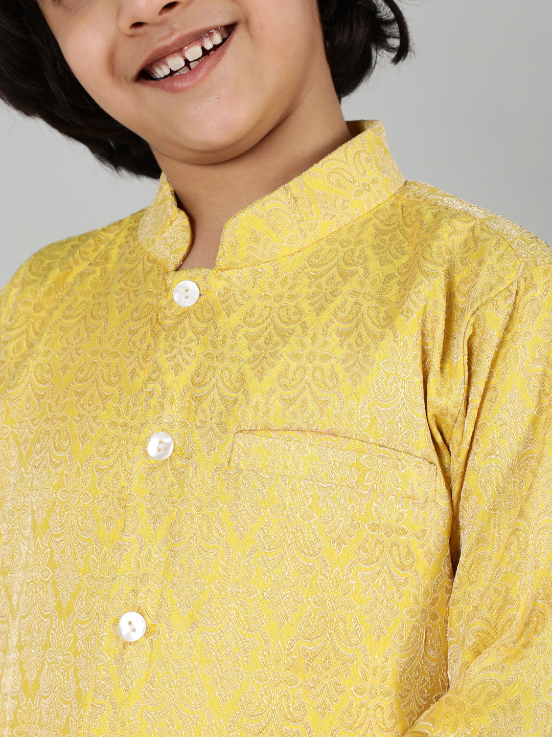 Yellow Brocade Sherwani Set