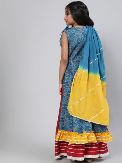 Blue Patola Print Lehenga Choli With Dupatta