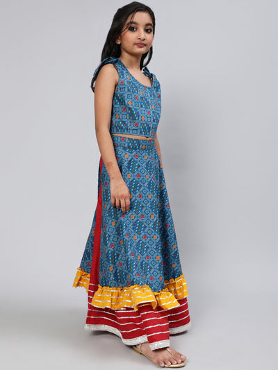 Blue Patola Print Lehenga Choli With Dupatta