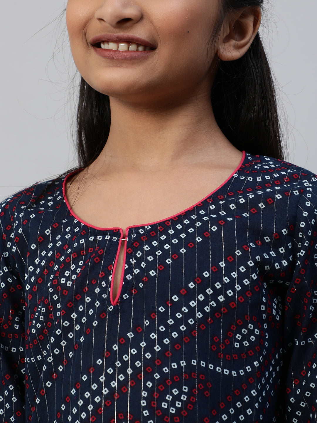 Navy Blue Bandhani Print Kurta With Palazzo