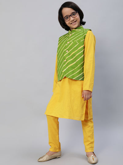 Yellow Kurta Pant With Nehru Jacket