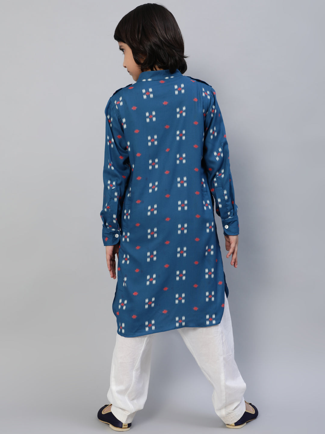 Blue Printed Pathani Kurta