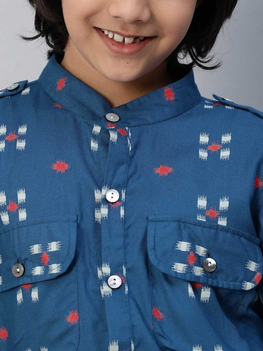 Blue Printed Pathani Kurta