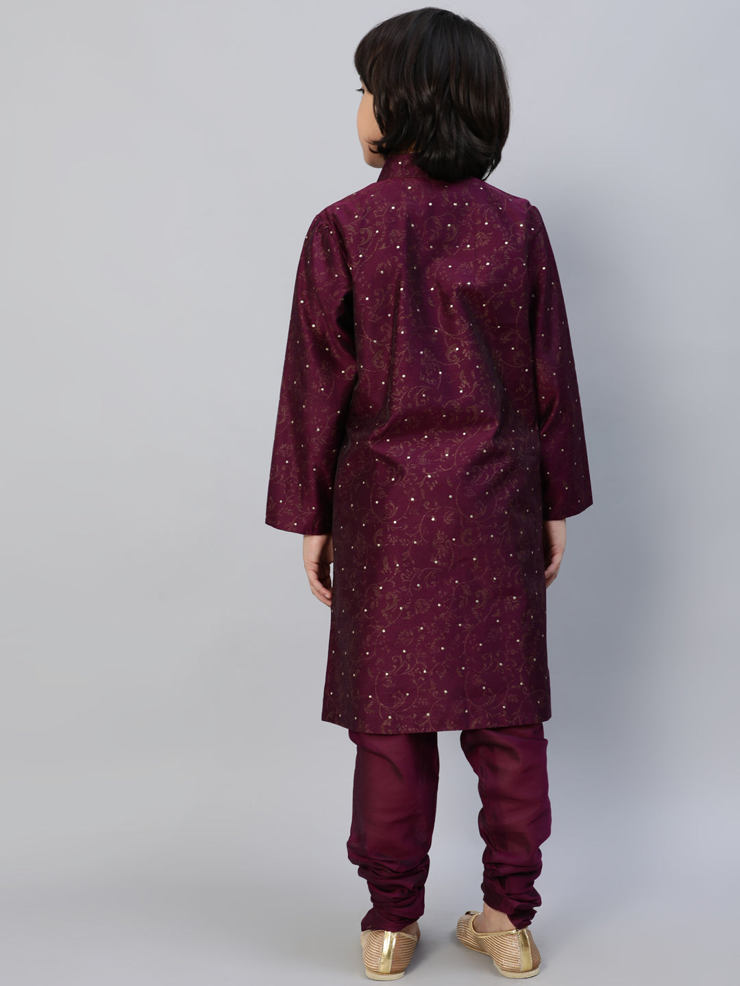 Purple Printed Sherwani With Churidar