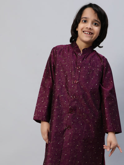 Purple Printed Sherwani With Churidar