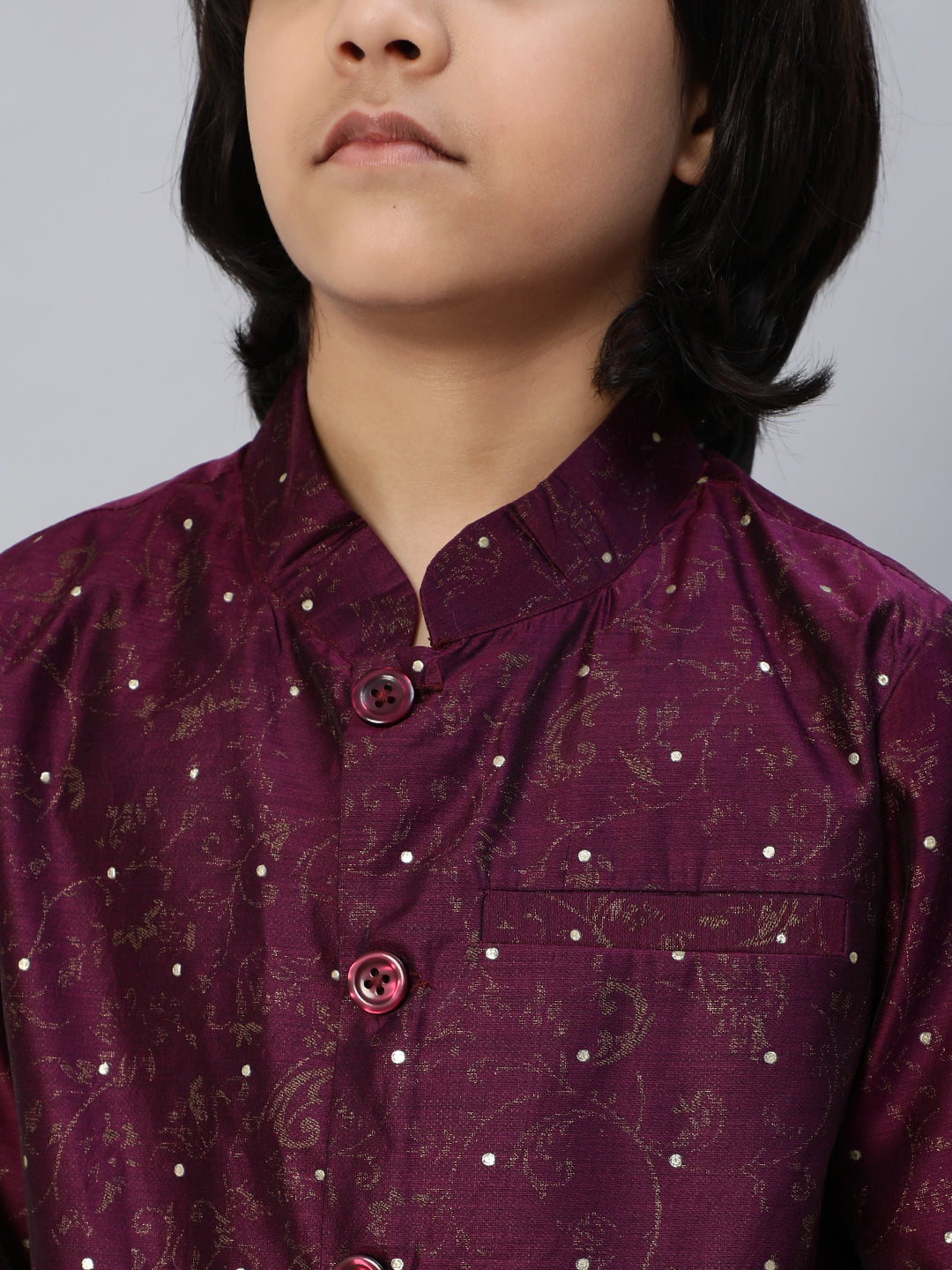 Purple Printed Sherwani With Churidar