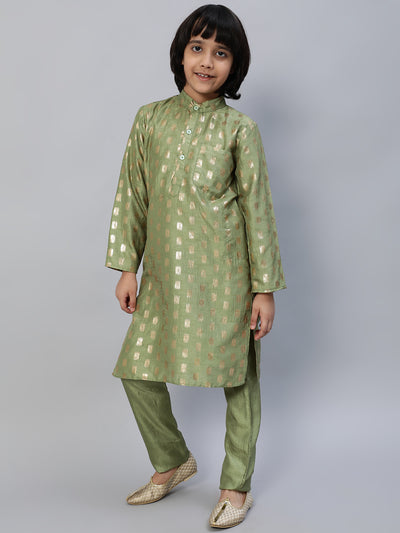 Green Foil Printed Kurta With Pant