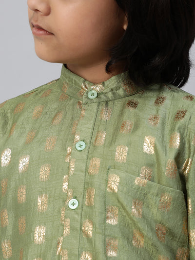 Green Foil Printed Kurta With Pant