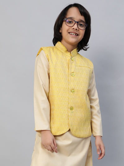 Yellow Brocade Nehru Jacket