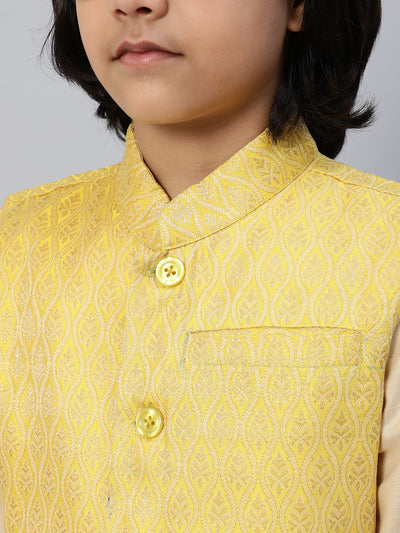 Yellow Brocade Nehru Jacket