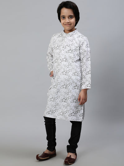 White Printed Straight Kurta