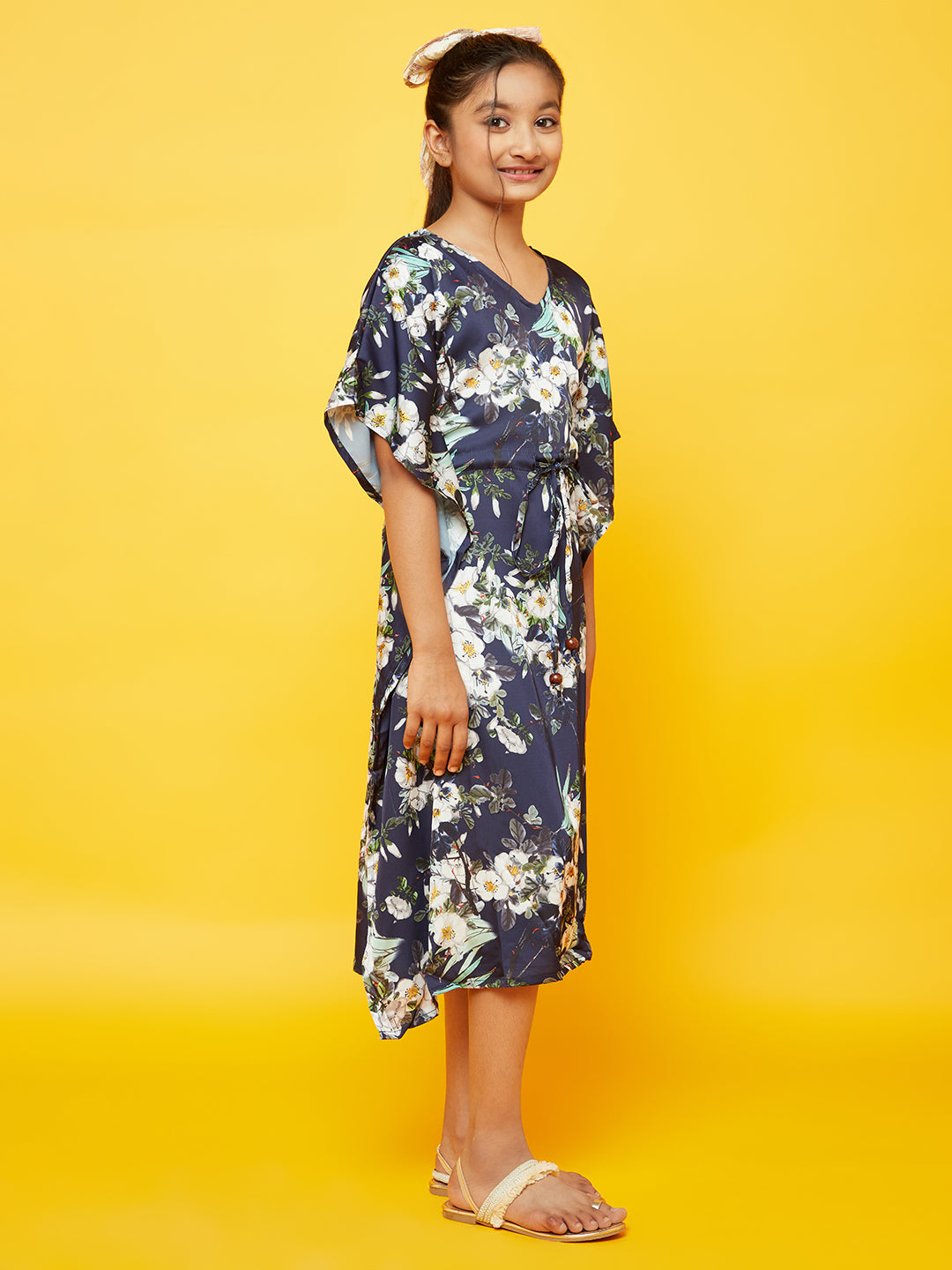 Navy Blue Floral Print Midi dress