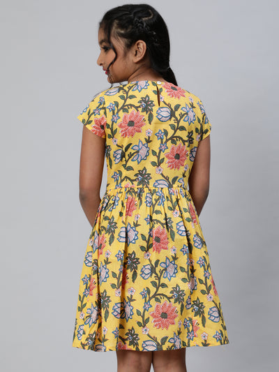 Yellow Floral Print Dress