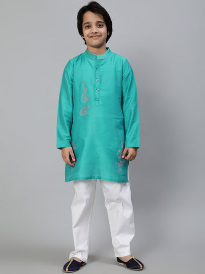 Turquoise Blue Embroidered Kurta