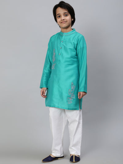 Turquoise Blue Embroidered Kurta