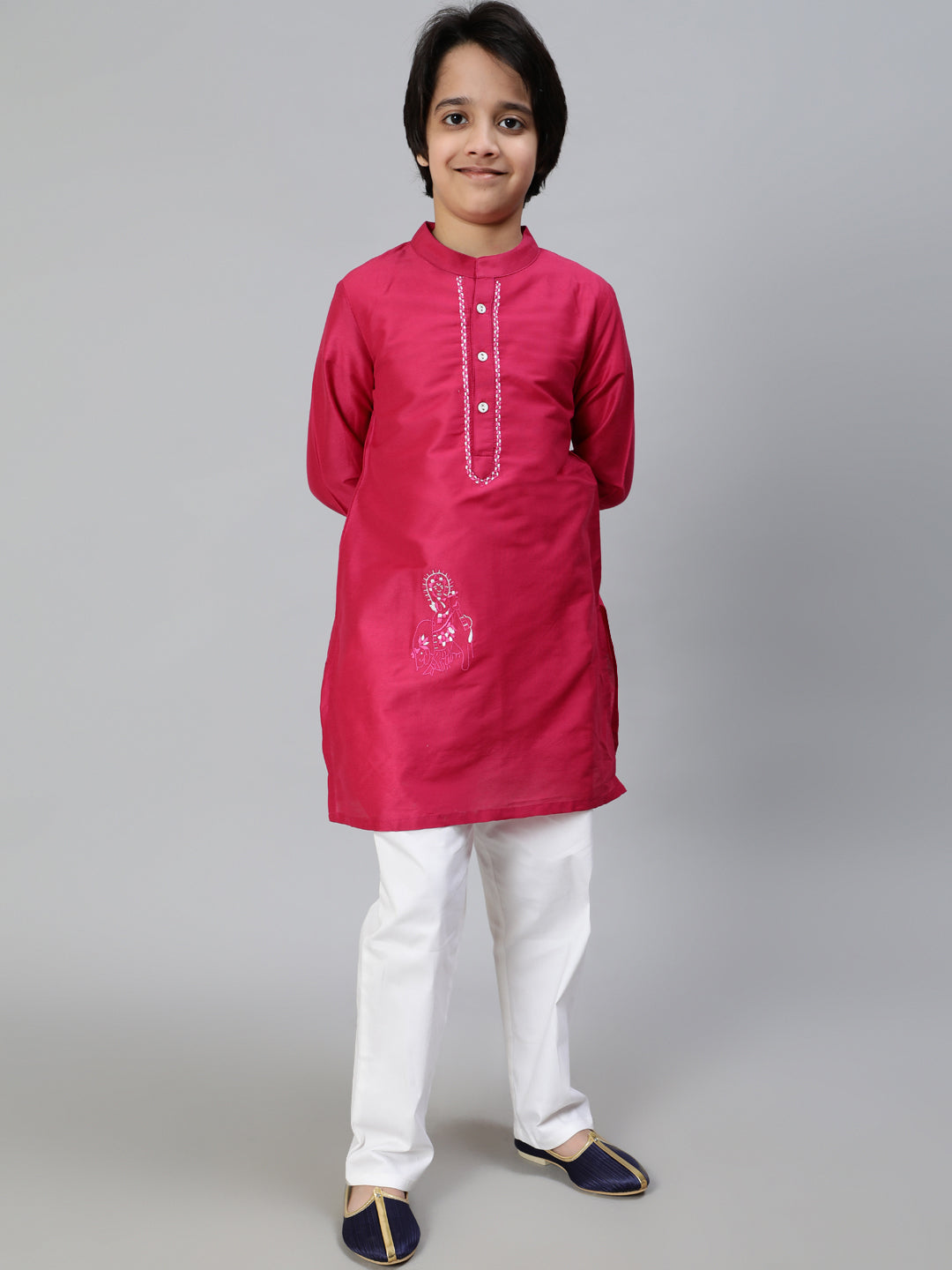 Magenta Embroidered Kurta