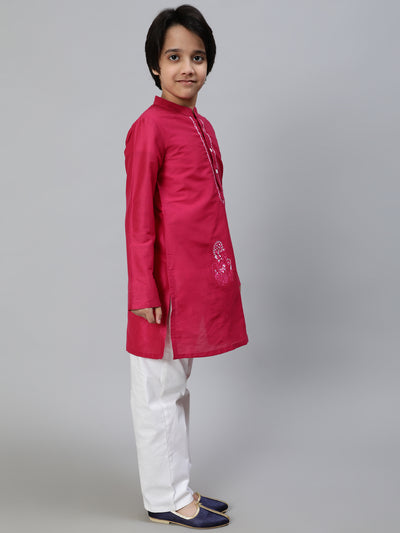 Magenta Embroidered Kurta