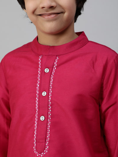 Magenta Embroidered Kurta