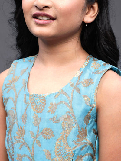 Blue Brocade Short Dress