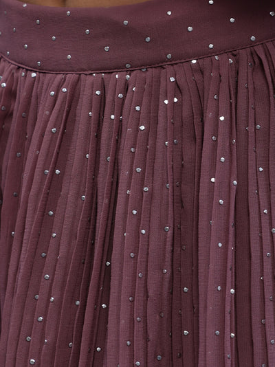 Mauve Pleated Lehenga Choli With Dupatta