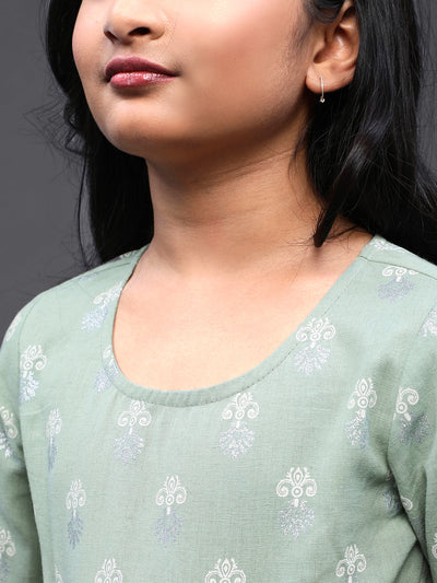Pastel Green Khari Print Lehenga Choli With Dupatta
