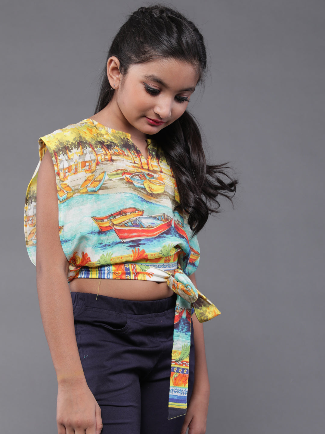 Multicolor Boat Print Top