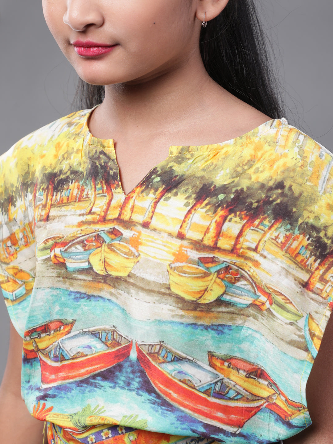 Multicolor Boat Print Top