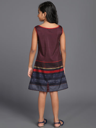 Maroon Striped Shift Dress