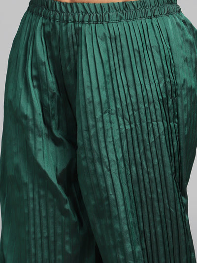 Green Pleated Top With Palazzo
