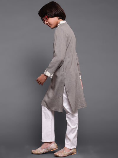 Grey Embroidered Long Kurta