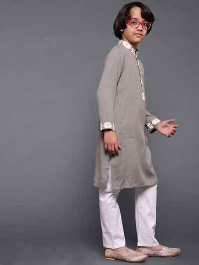 Grey Embroidered Long Kurta