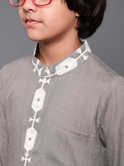 Grey Embroidered Long Kurta