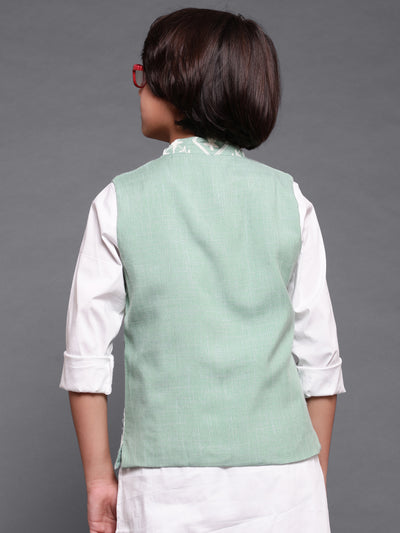 Green Embroidered Nehru Jacket