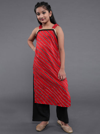 Red Striped Kurta With Palazzo