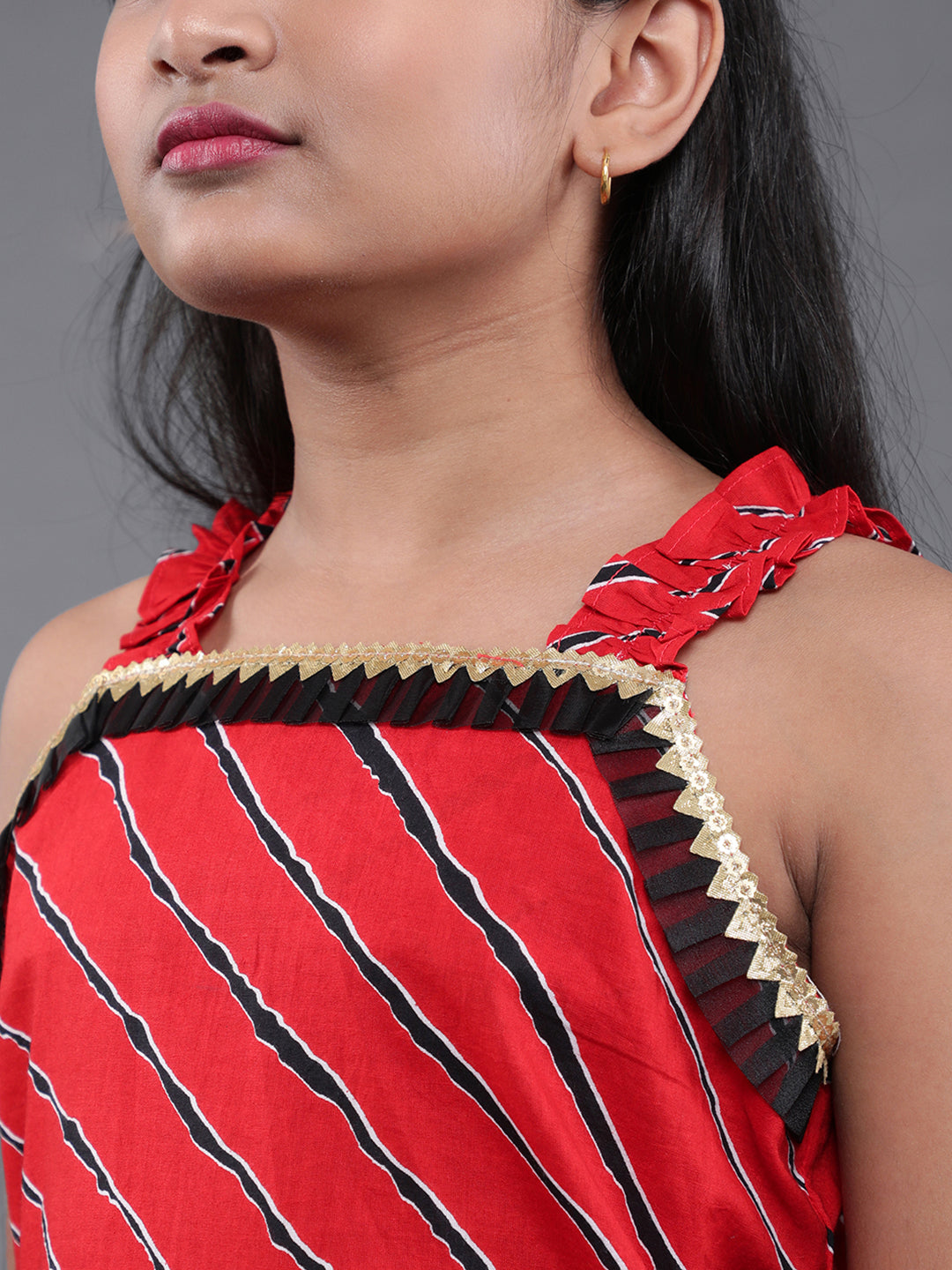 Red Striped Kurta With Palazzo