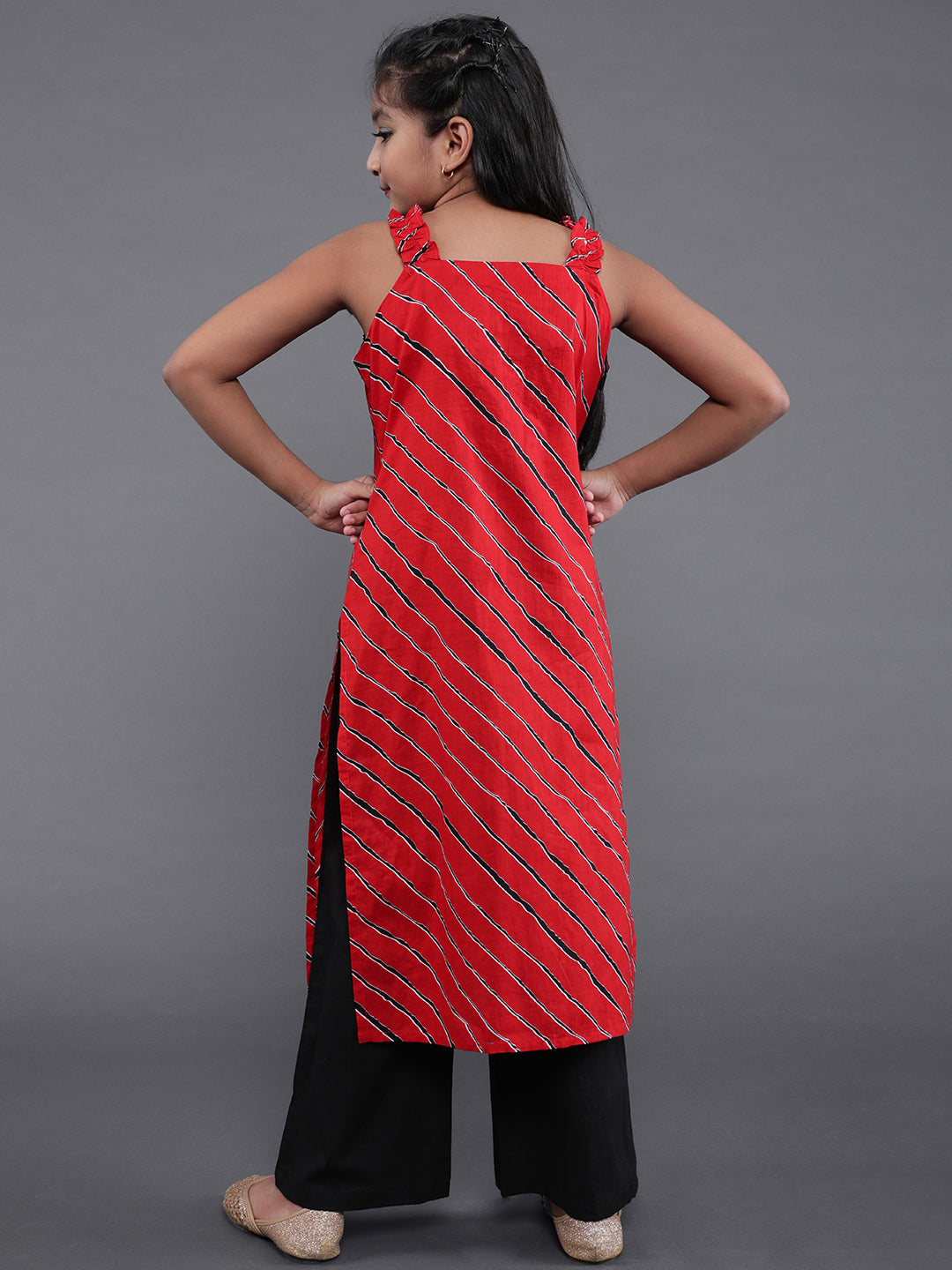 Red Striped Kurta With Palazzo