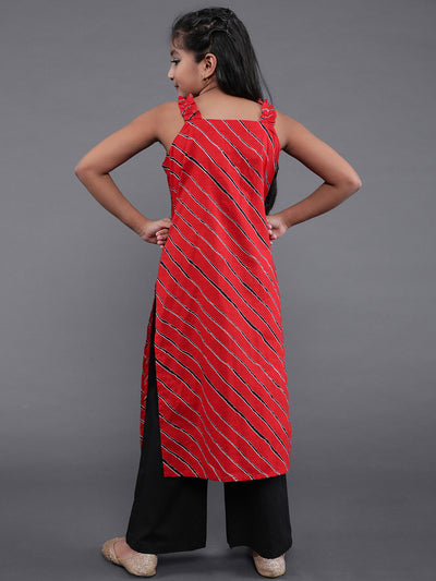 Red Striped Kurta With Palazzo