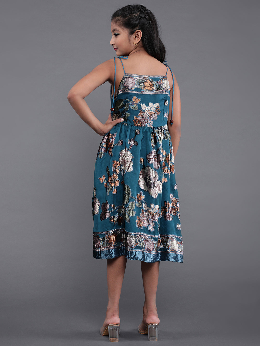 Blue Floral Print Fit & Flare Dress