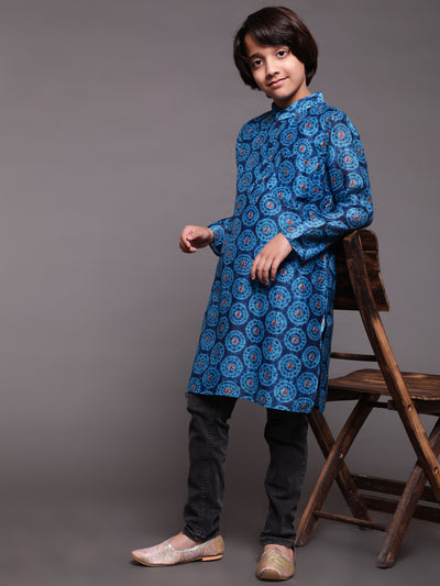 Royal Blue Digital Print Long Kurta