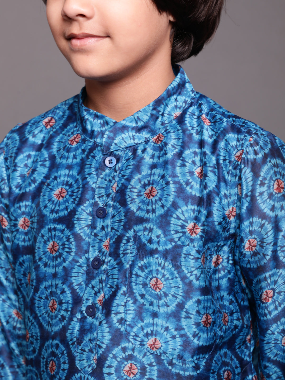 Royal Blue Digital Print Long Kurta