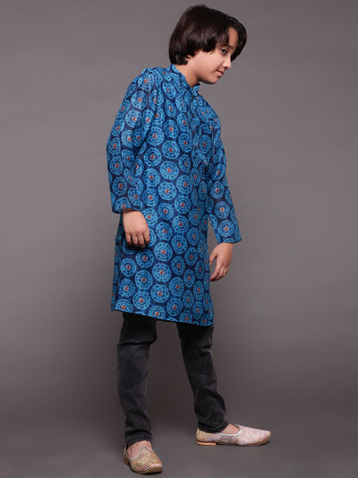 Royal Blue Digital Print Long Kurta