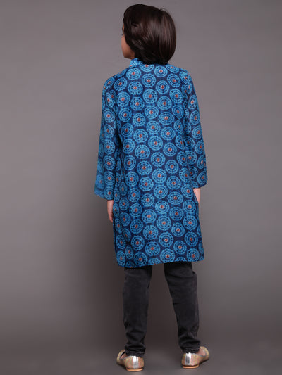 Royal Blue Digital Print Long Kurta